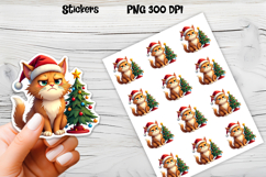 Funny Christmas cat stickers printable | Cute animal sticker Product Image 1