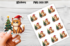 Funny Christmas cat stickers printable | Cute animal sticker Product Image 1