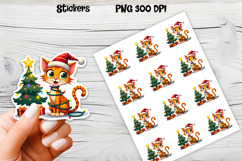 Funny Christmas cat stickers printable | Cute animal sticker Product Image 1