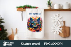 Cute cat kitchen towel sublimation | Towel PNG Product Image 1