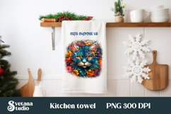 Cute cat kitchen towel sublimation PNG bundle design Product Image 4