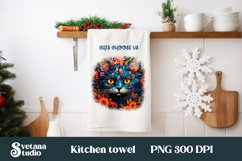 Cute cat kitchen towel | Animal towel PNG design Product Image 1