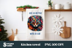 Cute cat kitchen towel sublimation PNG bundle design Product Image 3