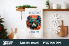 Cute cat kitchen towel | Animal dish towel Product Image 1