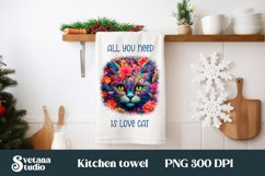 Animal cute cat kitchen towel sublimation PNG Product Image 1