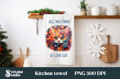 Cute cat kitchen towel sublimation PNG design Product Image 1