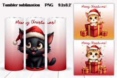Christmas tumbler wrap | Christmas cat tumbler PNG design Product Image 1