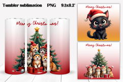 Christmas tumbler wrap | Christmas cat tumbler PNG design Product Image 1