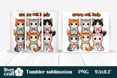 Cute cat tumbler sublimation | Crazy cat lady tumbler wrap Product Image 1