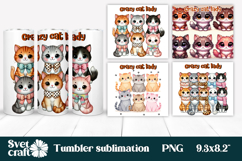 Cute cat tumbler sublimation | Crazy cat lady tumbler wrap Product Image 1