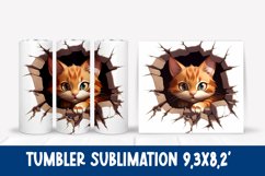 Cat hole tumbler sublimation wrap design | Cat tumbler PNG Product Image 1