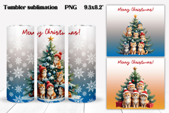 Christmas tumbler wrap | Christmas cat tumbler PNG design Product Image 1