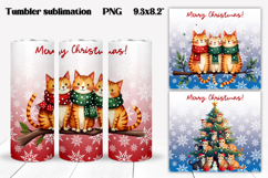 Christmas tumbler wrap | Christmas cat tumbler PNG design Product Image 1