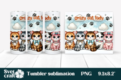 Cute cat tumbler sublimation | Crazy cat lady tumbler wrap Product Image 1