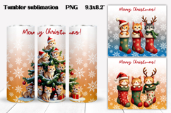 Christmas tumbler wrap | Christmas cat tumbler PNG design Product Image 3