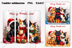 Christmas tumbler wrap | Christmas cat tumbler PNG design Product Image 1