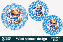 Cute cat wind spinner sublimation | Animal wind spinner PNG Product Image 1