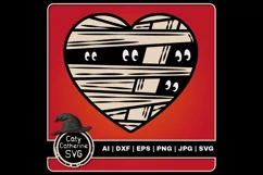 Halloween Mummy Bandage Love Heart with Eyes SVG Cut File Product Image 1