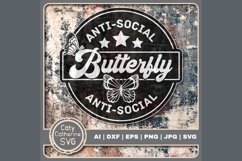 Anti-Social Butterfly Badge SVG Cut File Product Image 1