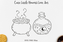 Witch Cauldron and Potion Bottle SVG, Halloween Magic Line Product Image 1