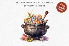 Cauldron With Candy Halloween Clipart PNG Scrapbooking Fairy Tale Art Image Watercolor Transparent Print illustration sublimation creepy printable digital watercolor Cauldron With Candy, spooky clipart, sublimation nursery, Creepy Witch art, halloween