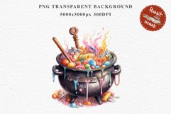 Cauldron With Candy Halloween Clipart PNG Scrapbooking Fairy Tale Art Image Watercolor Transparent Print illustration sublimation creepy printable digital watercolor Cauldron With Candy, spooky clipart, sublimation nursery, Creepy Witch art, halloween