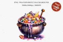 Cauldron With Candy Halloween Clipart PNG Scrapbooking Fairy Tale Art Image Watercolor Transparent Print illustration sublimation creepy printable digital watercolor Cauldron With Candy, spooky clipart, sublimation nursery, Creepy Witch art, halloween