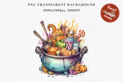 Cauldron With Candy Halloween Clipart PNG Scrapbooking Fairy Tale Art Image Watercolor Transparent Print illustration sublimation creepy printable digital watercolor Cauldron With Candy, spooky clipart, sublimation nursery, Creepy Witch art, halloween
