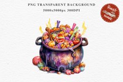 Cauldron With Candy Halloween Clipart PNG Scrapbooking Fairy Tale Art Image Watercolor Transparent Print illustration sublimation creepy printable digital watercolor Cauldron With Candy, spooky clipart, sublimation nursery, Creepy Witch art, halloween