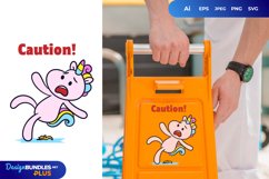 Caution Wet Floor, Unicorn Slipped Sticker Product Image 1