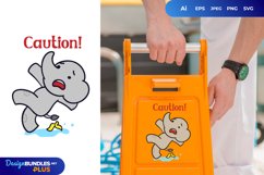 Caution Wet Floor, Elephant Slipped Sticker Product Image 1