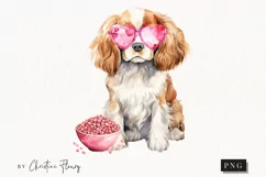 Valentine Cavalier Dog PNG | Valentine's Day Clipart Product Image 1