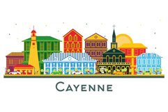 Cayenne City Skyline with Color Buildings isolated on white. Product Image 1