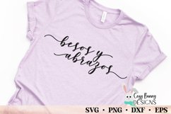 Besos y Abrazos quote on a lavender t-shirt