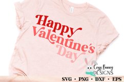 Retro Happy Valentine's Day quote on a pink t-shirt