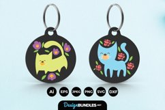 Cat and Flowers Keychain Product Image 1