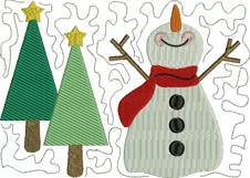 Happy Snowman Mug Rug or Doorknob Hanger Pattern - Machine Embroidery Product Image 2