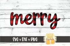 Merry - Buffalo Plaid Christmas SVG PNG DXF Cut Files Product Image 2