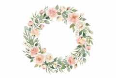 Watercolor round flower shape, spring flowers Product Image 1