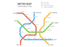 Subway vector map template. City metro transportation scheme Product Image 1