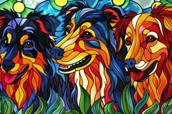 Stained Glass Dogs Background Wallpaper Product Image 1