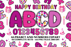 Happy Birthday Alphabet, birthday letters doodle clipart Product Image 1