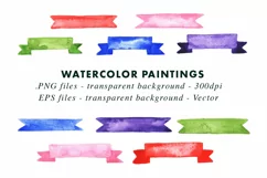 Ribbon Banners| Watercolor Promo Background in PNG & EPS Product Image 2