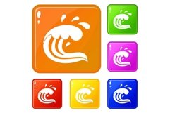 Water wave splash icons set vector color Product Image 1