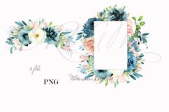 Navy blue &amp; Pink floral watercolor clipart Product Image 2