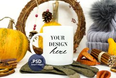 Winter coffee mug mockup, 11oz White mug mock up PSD Product Image 1