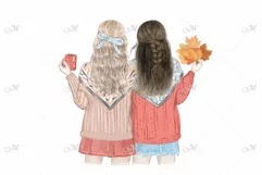 Fall Best Friends. Hand drawn illustration - PNG/JPEG/PSD Product Image 1