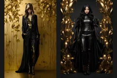 15 Women in Black and Gold Fashion Product Image 7