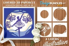 Papercut 3D Layered Ballerina and Butterflies Lightbox Product Image 1