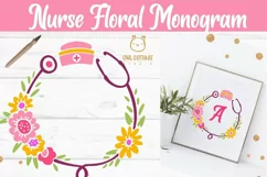 Floral Stethoscope SVG, Nurse Floral Monogram SVG Product Image 6